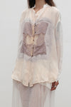 Joyce Bao Fall/Winter 2025 Irregular Lace Windowpane Long-Sleeve Shirt JB-JB01-01007-MIBAI (Off-white)
